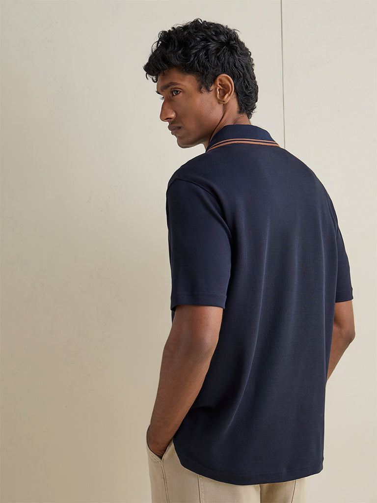 WES Casuals Navy Relaxed-Fit Cotton-Blend T-Shirt