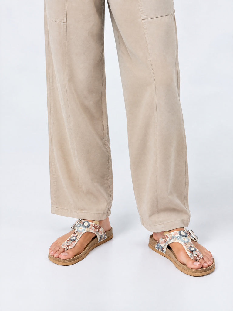LUNA BLU Blue Floral Embroidered Thong-Strap Sandals