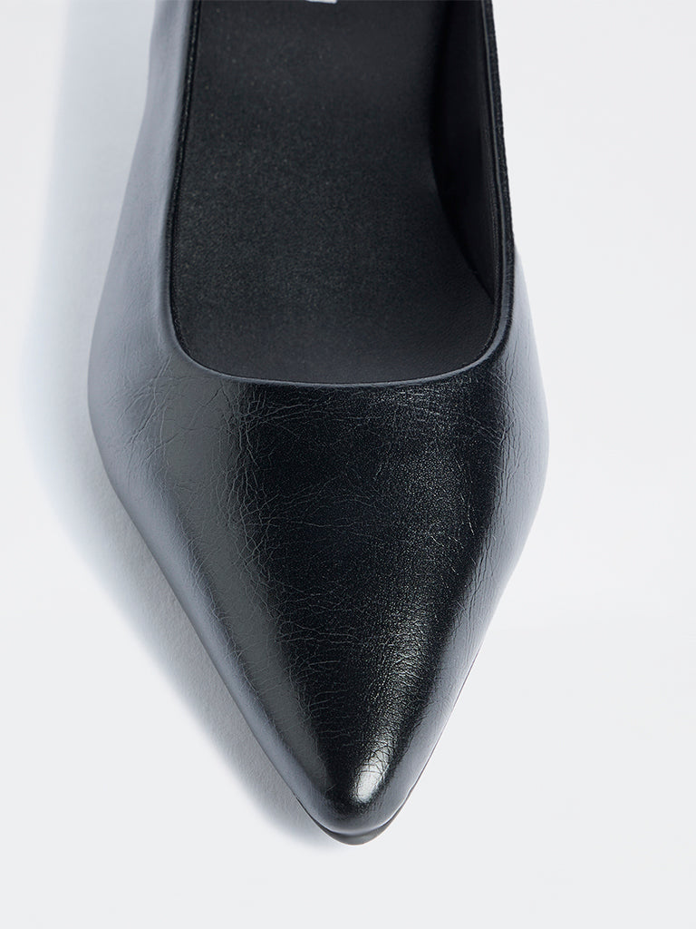 LUNA BLU Black Textured Pump Shoes