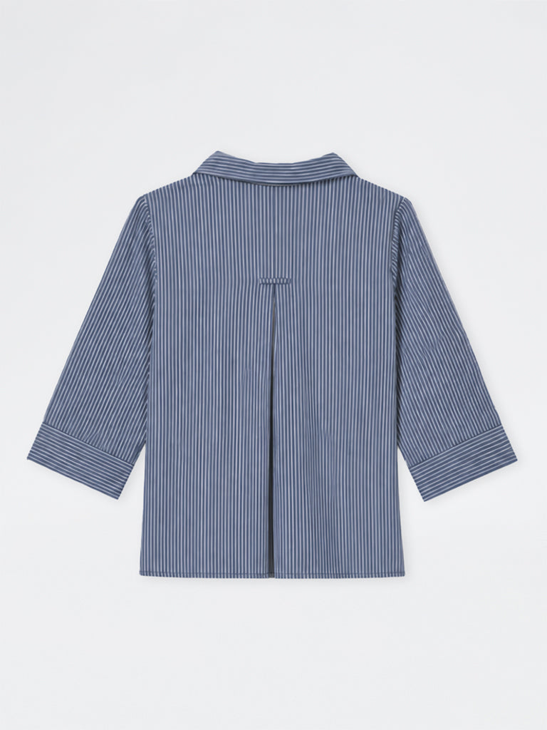 Gia Blue Striped Cotton Shirt