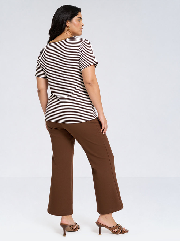 Gia Brown High-Rise Flared Pants