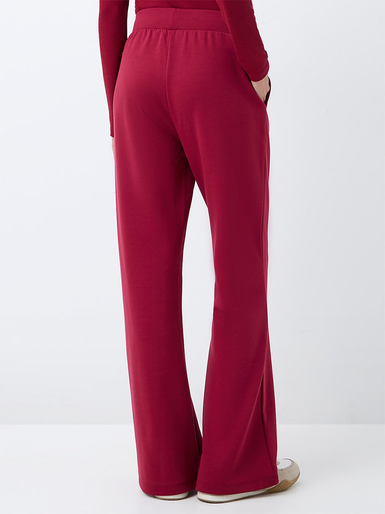 Nuoflexx Red High-Rise Flared Pants