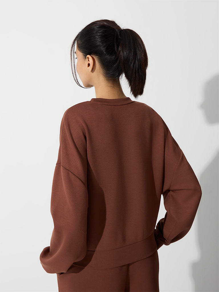 Nuoflexx Brown Embroidered Sweatshirt