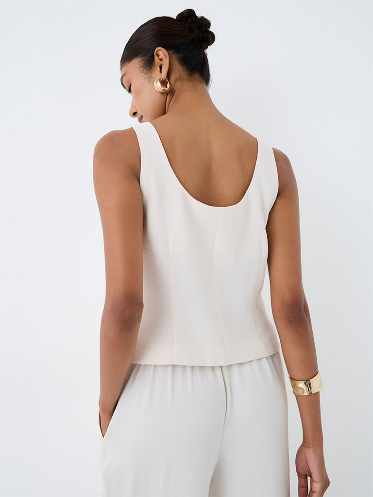 Wardrobe Off-White Solid Waistcoat