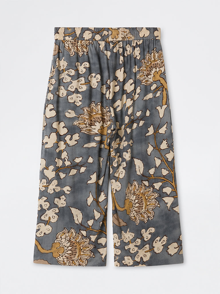 Diza Grey Floral Printed Pants