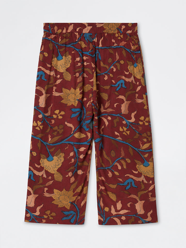 Diza Red Floral Printed Pants