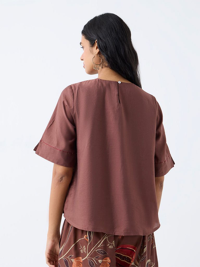 Utsa Brown Anar Embroidered Tunic