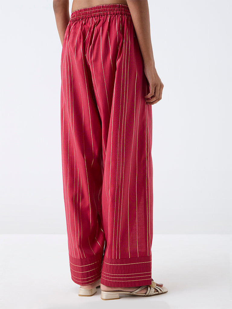 Utsa Red Striped Pants
