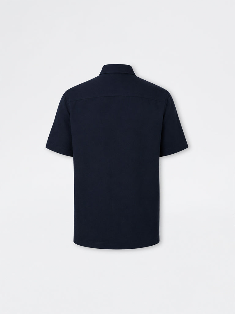 Ascot Navy Solid Relaxed-Fit Shirt