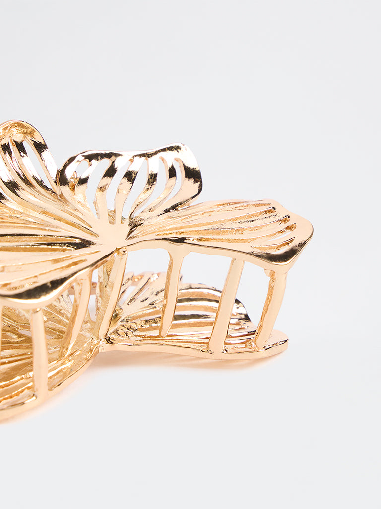 Westside Accessories Gold Floral Hair Buckle Clip