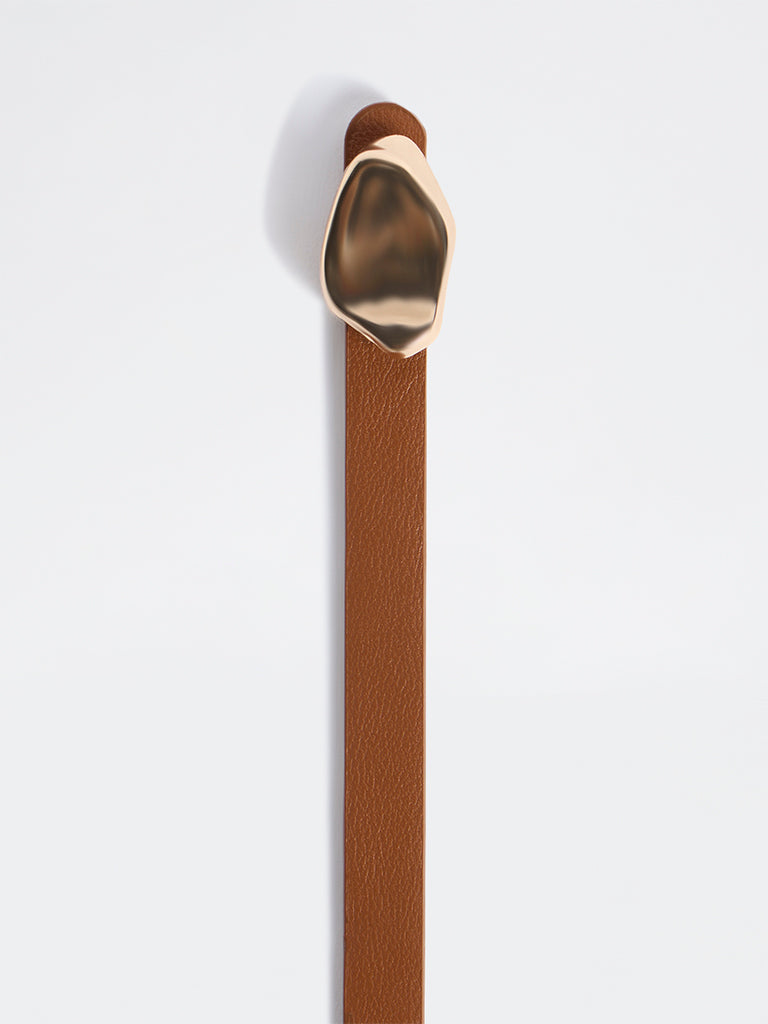 Westside Accessories Tan Sculpted Buckle Belt