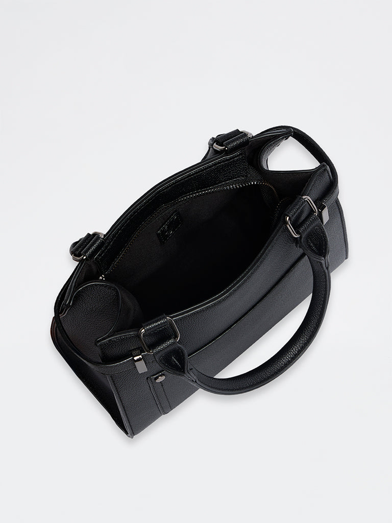 Westside Black Textured Geometric Crossbody Sling Bag