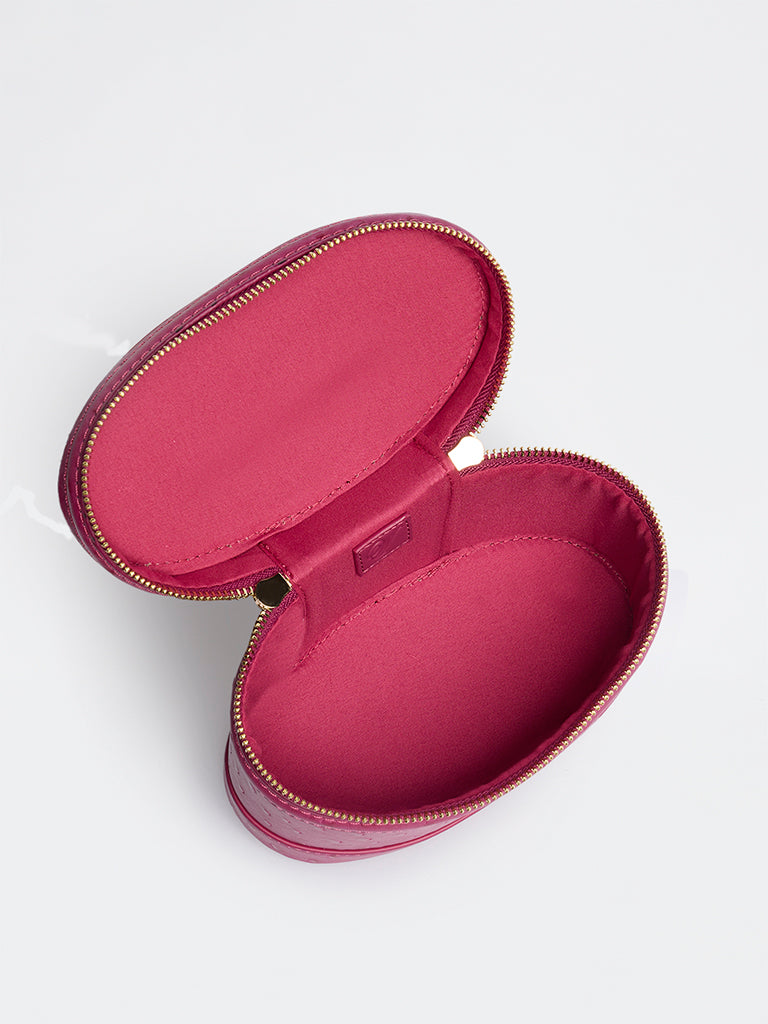 Westside Fuchsia Ostrich-Textured Crossbody Sling Bag