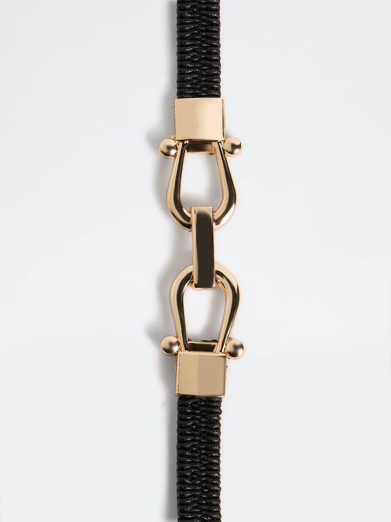 Westside Accessories Black Buckle Detailed Stretch Belt