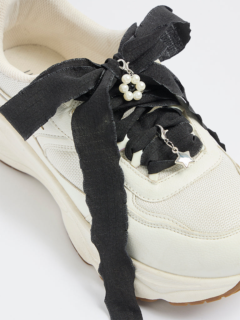 LUNA BLU Black Multi-Design Shoe Charms with Lace Set - Pack of 5