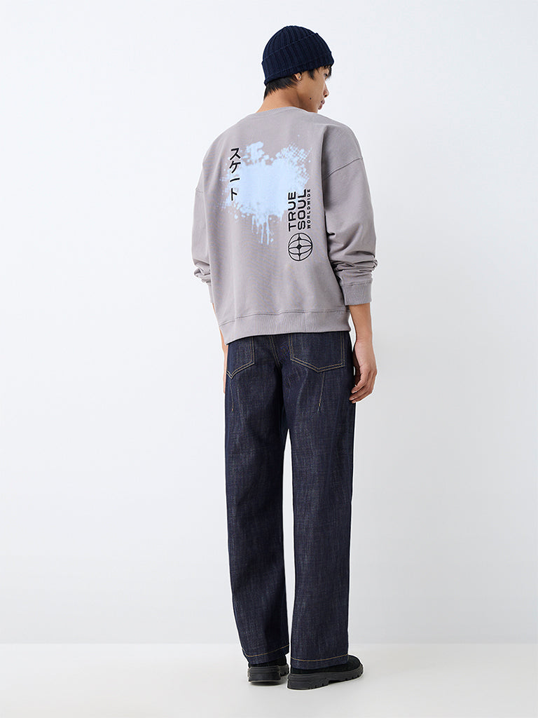 Nuon Dark Blue Washed Barrel-Fit Mid-Rise Jeans