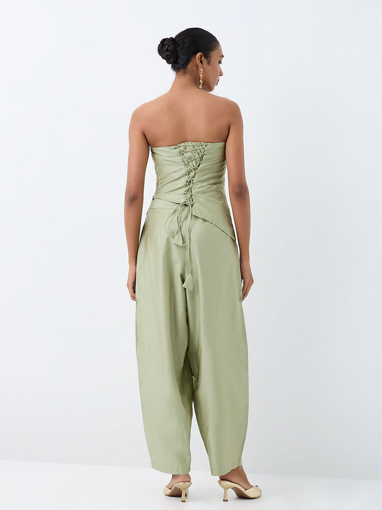 Vark Mint Floral Embroidered Tube Top