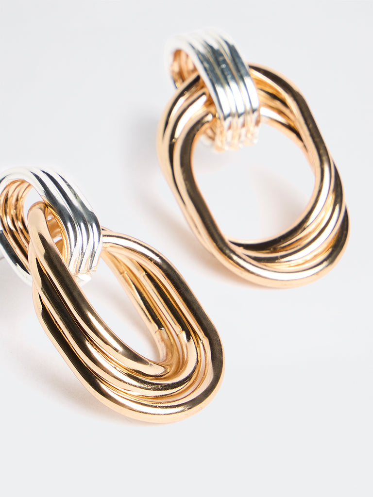 Westside Accessories Gold and Silver Multi-Loop Statement Earrings