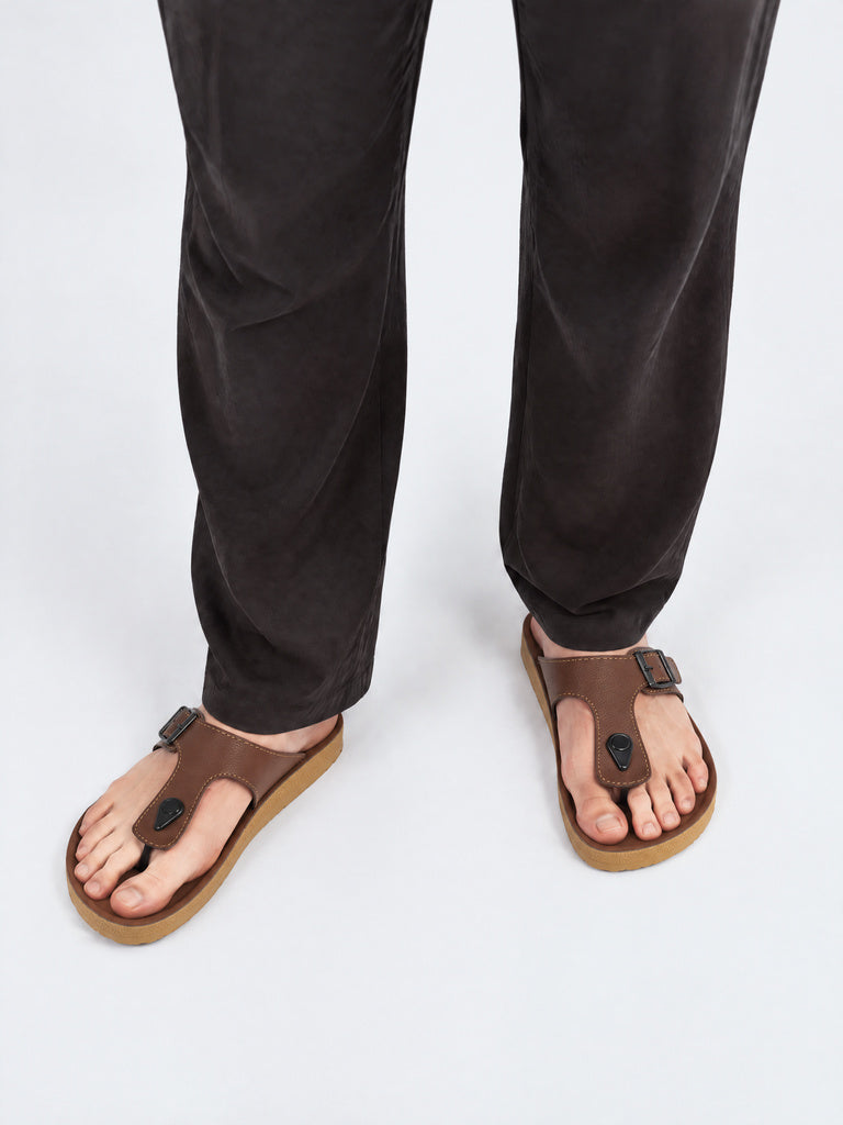 SOLEPLAY Tan Textured Thong-Strap Sandals