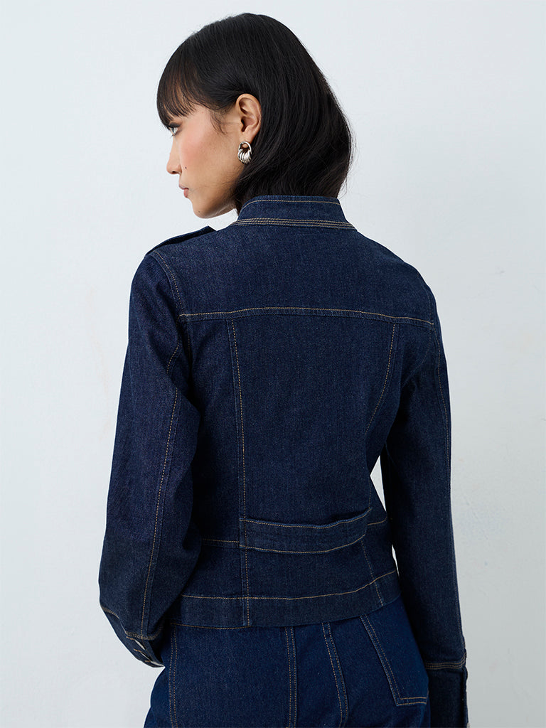 Nuon Dark Blue Military Denim Jacket