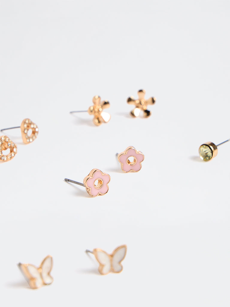 Westside Accessories Gold Multi-Stud Assorted Earrings - Pack of 5