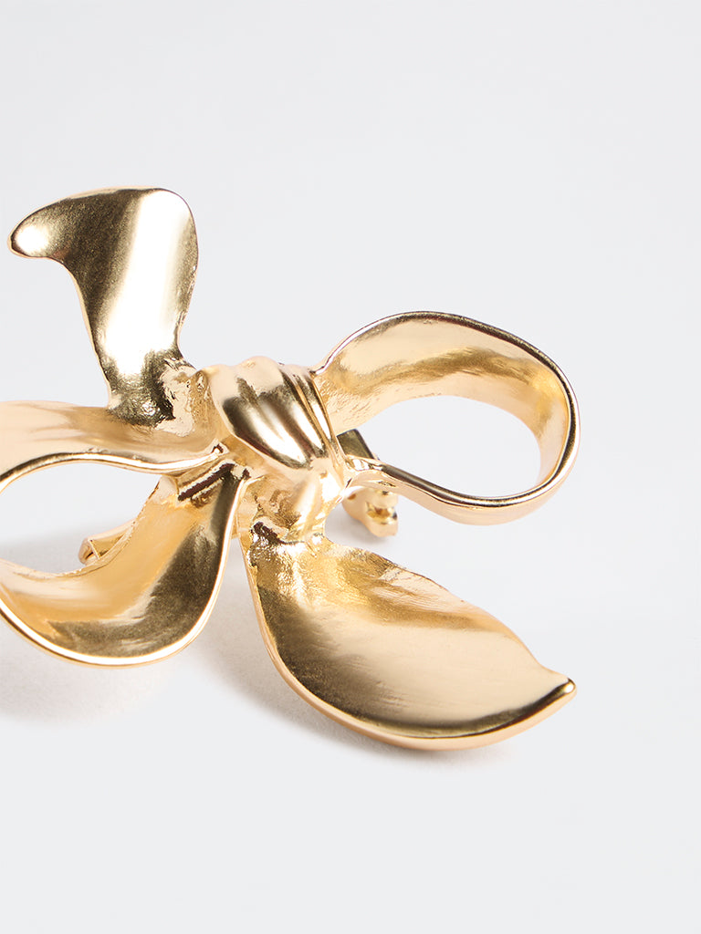 Westside Accessories Gold Bow Shaped Brooch