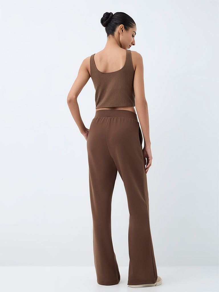 Nuoflexx Brown Solid Flared Yoga Pants