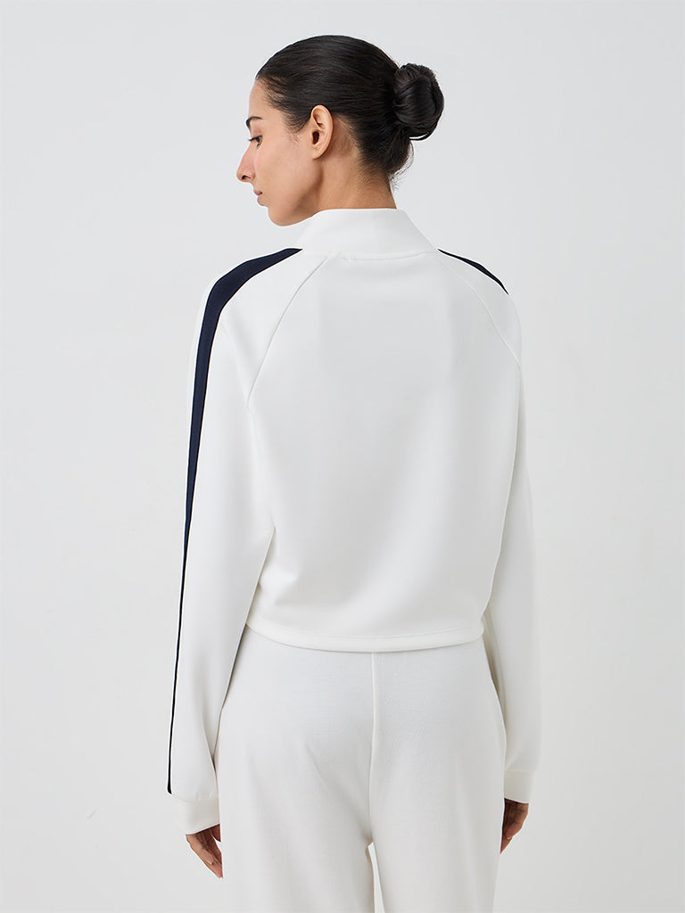 Nuoflexx White Text-Detail Striped Jacket