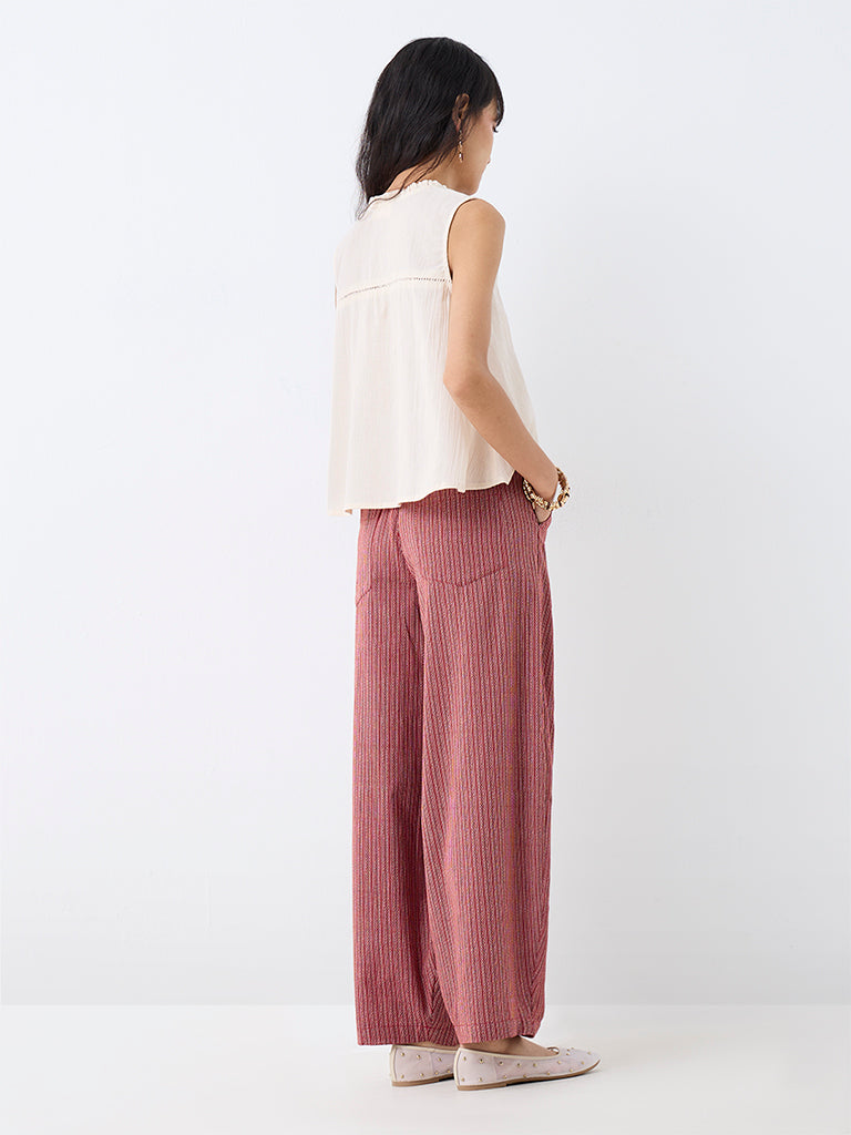 Bombay Paisley Red Printed High-Rise Trousers