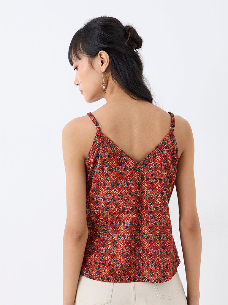 Bombay Paisley Red Geometric Printed Top