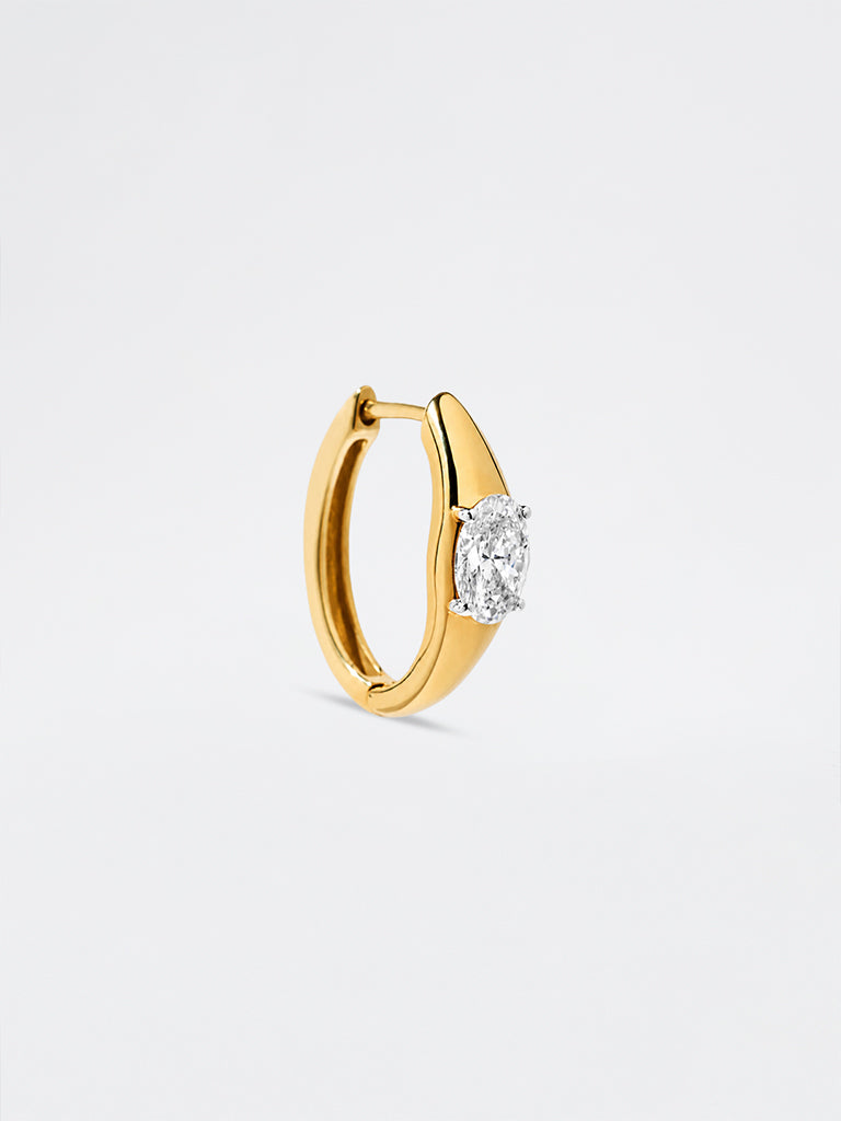 Pome Luxe Gold Lab Diamond Solitaire Hoop Earring
