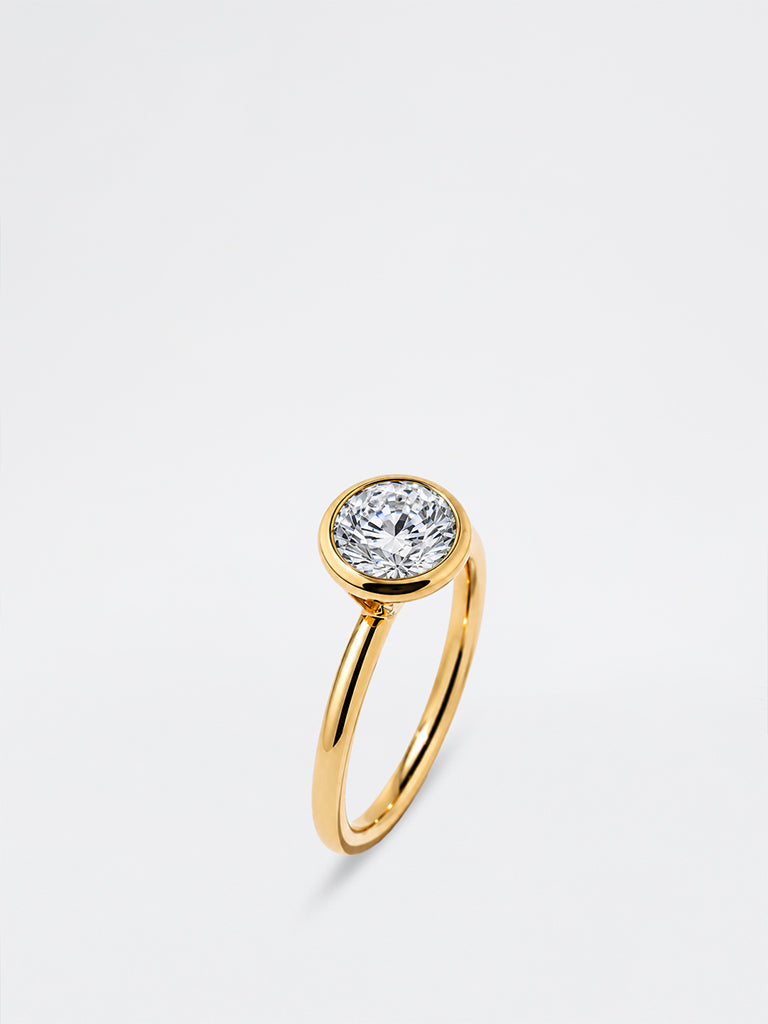 Gold Round Bezel Lab Diamond Solitaire Ring