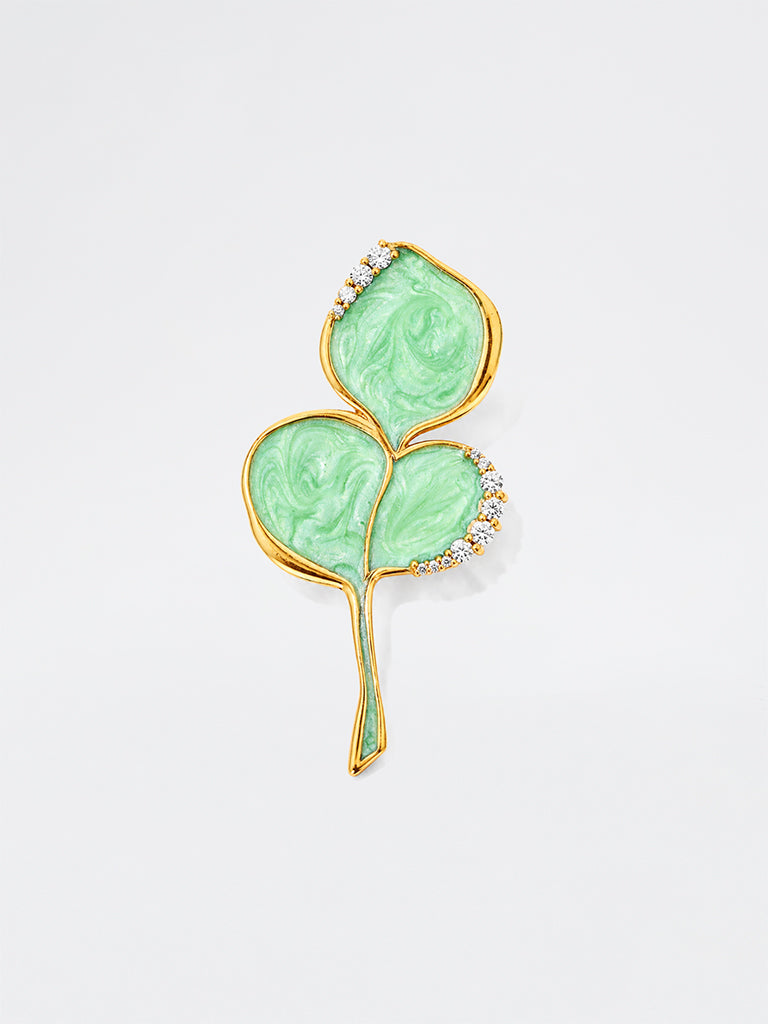 Green Leaf Lab Diamond Brooch