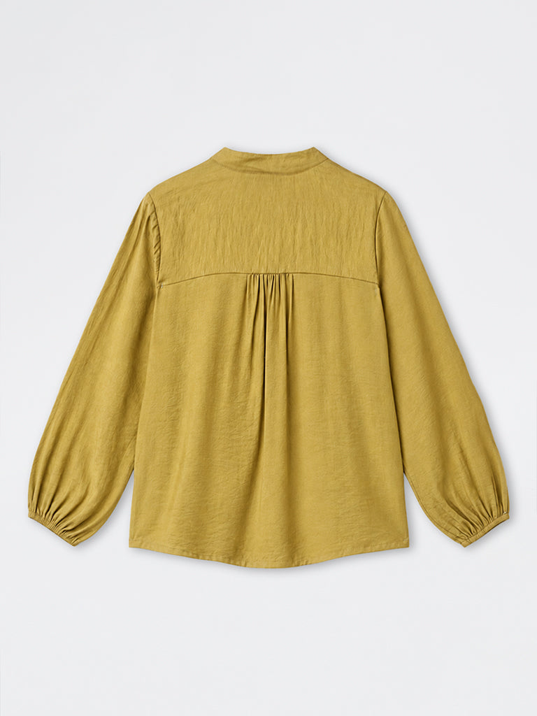Gia Mustard Pintuck Design Blouse