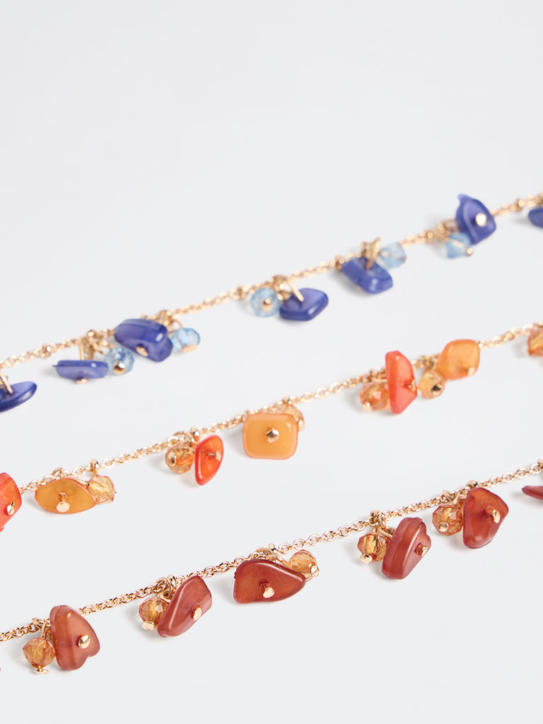 Westside Accessories Multicolour Stone Chain Bracelet - Pack of 3