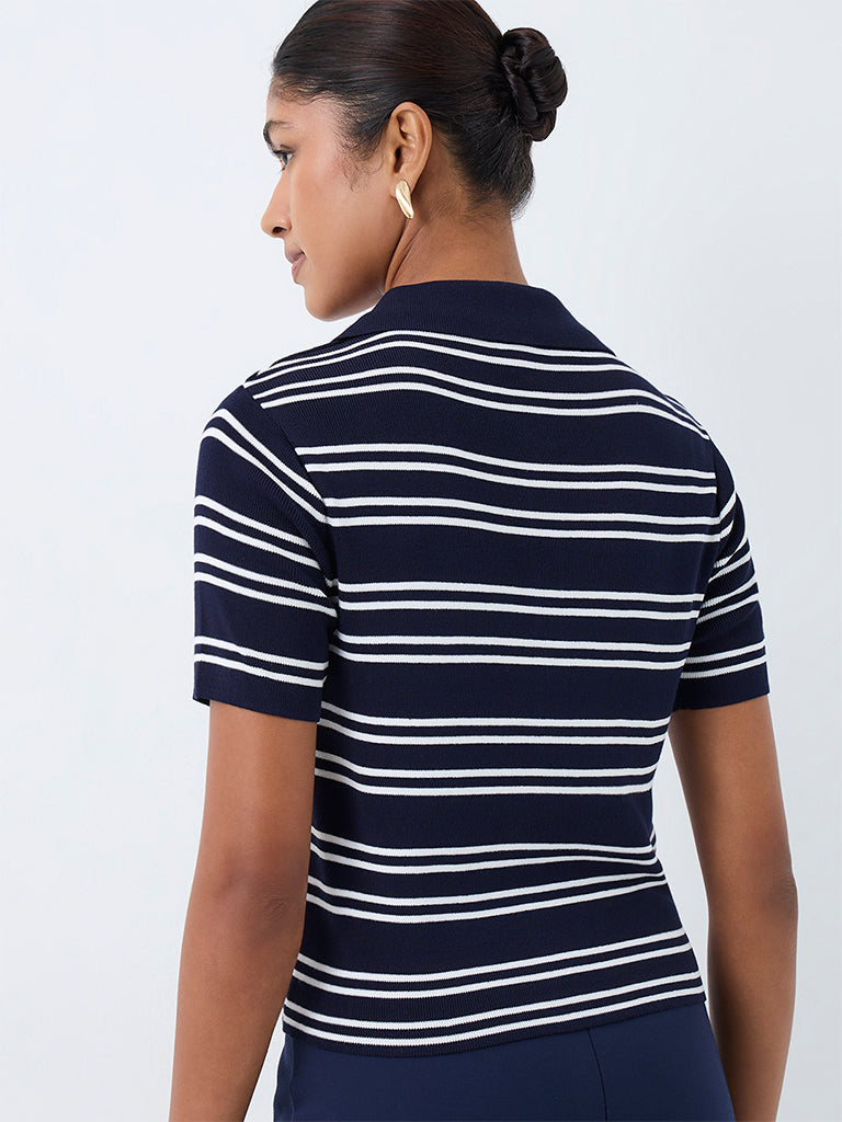 Wardrobe Navy Striped Cardigan
