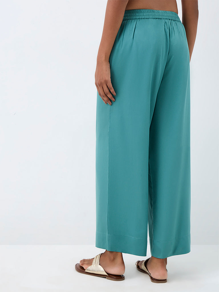Zuba Teal Solid Pants