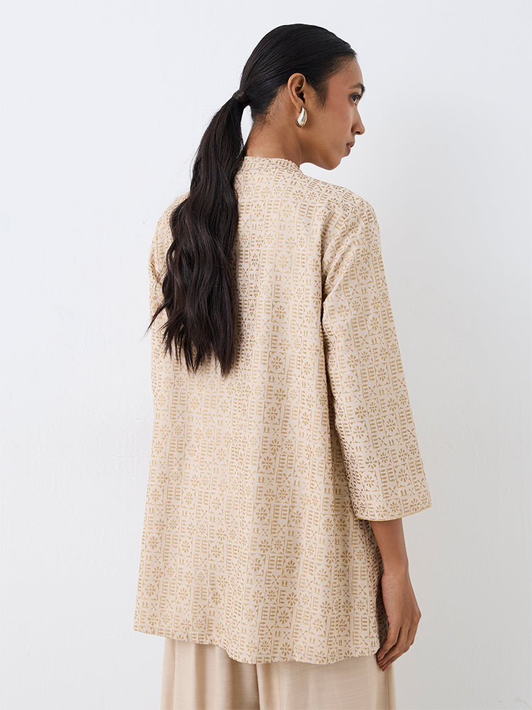 Zuba Light Beige Floral Printed Tunic