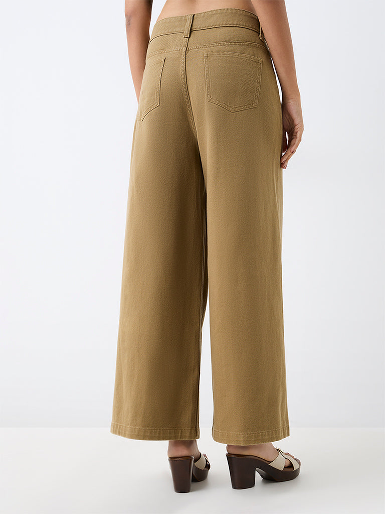 LOV Khaki High-Waist Wide-Leg Jeans