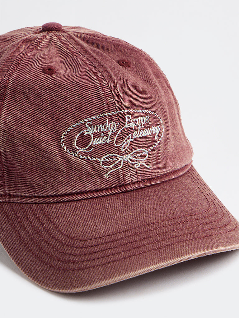 Westside Accessories Rust Washed Text Embroidered Cap
