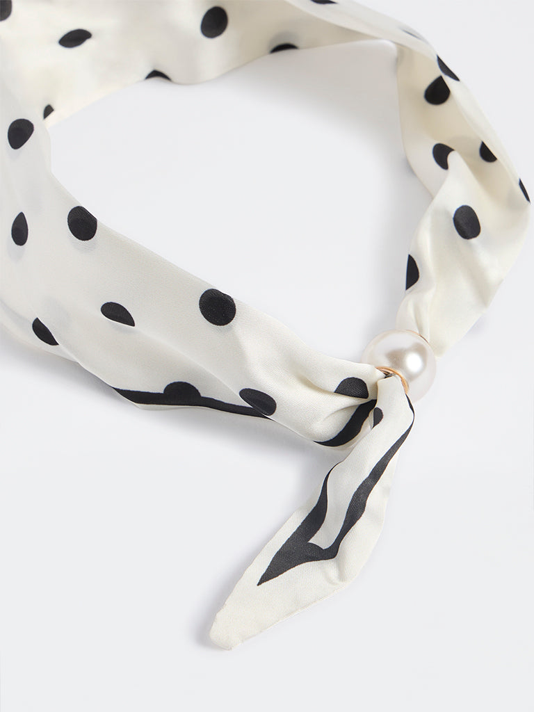 Westside Accessories Black and White Polka-Dot Neck Scarf