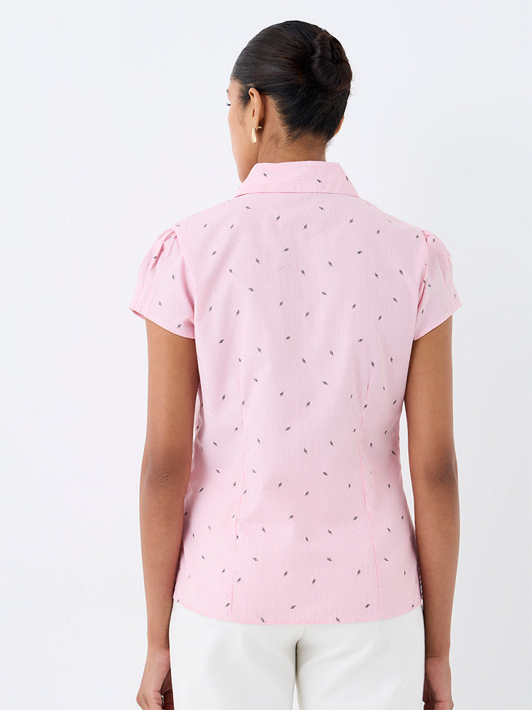Wardrobe Pink Printed Cotton-Blend Shirt