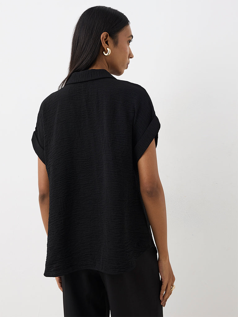 Wardrobe Black Crinkle-Textured Blouse