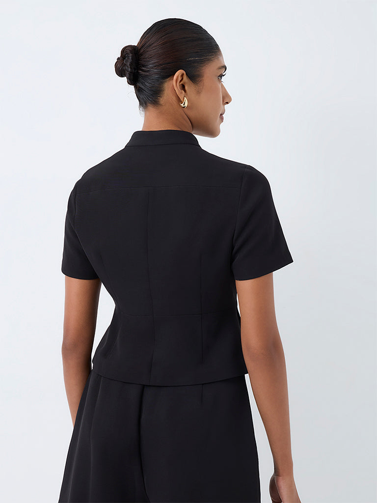Wardrobe Black Solid Peplum Blouse