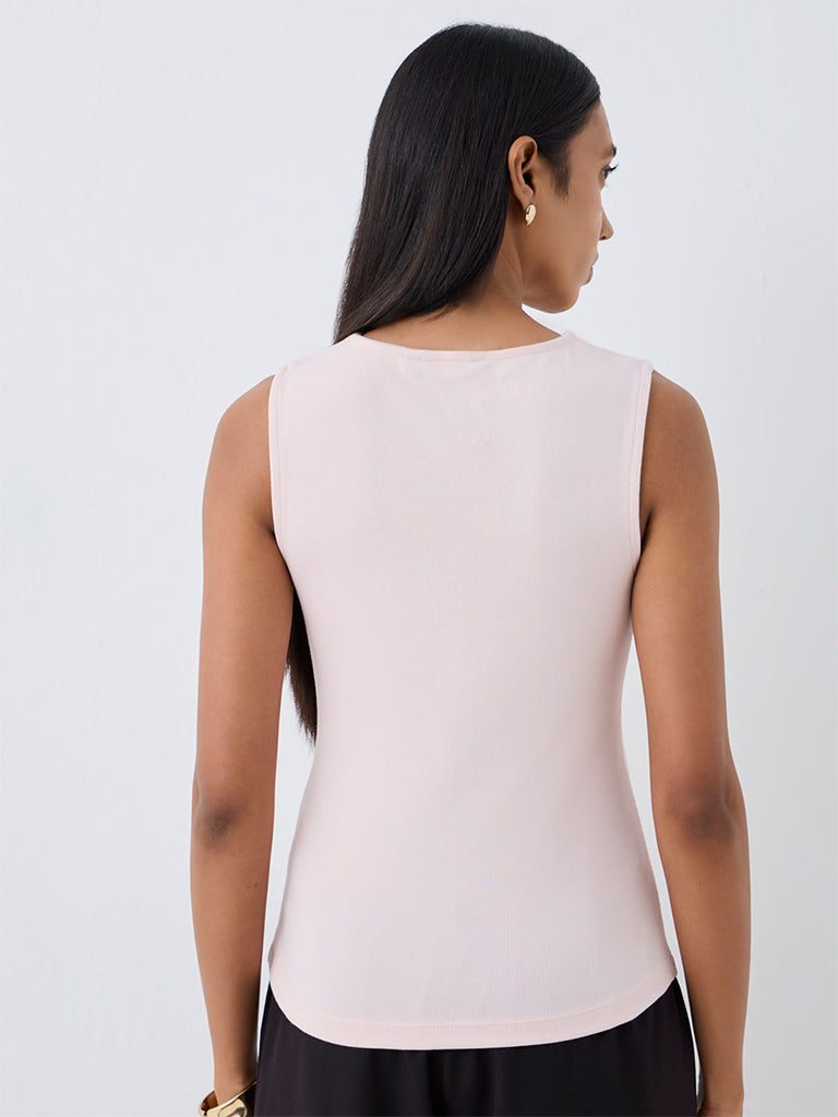 Wardrobe Light Pink Solid Cotton-Blend Top