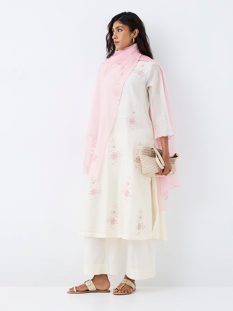 Zuba Light Pink Solid Dupatta