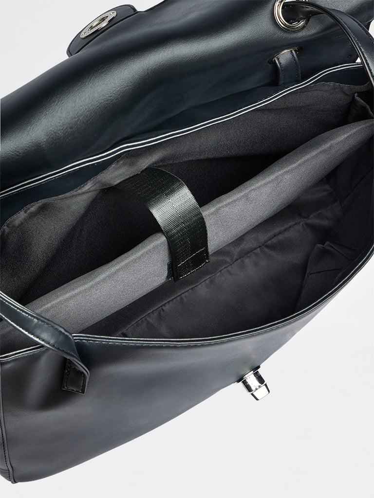 Westside Black Turn-Lock Work Shoulder Bag