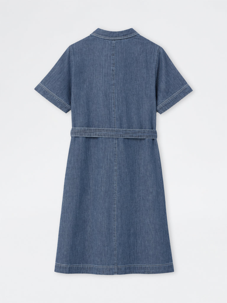 Gia Dark Blue Denim Shirt Dress