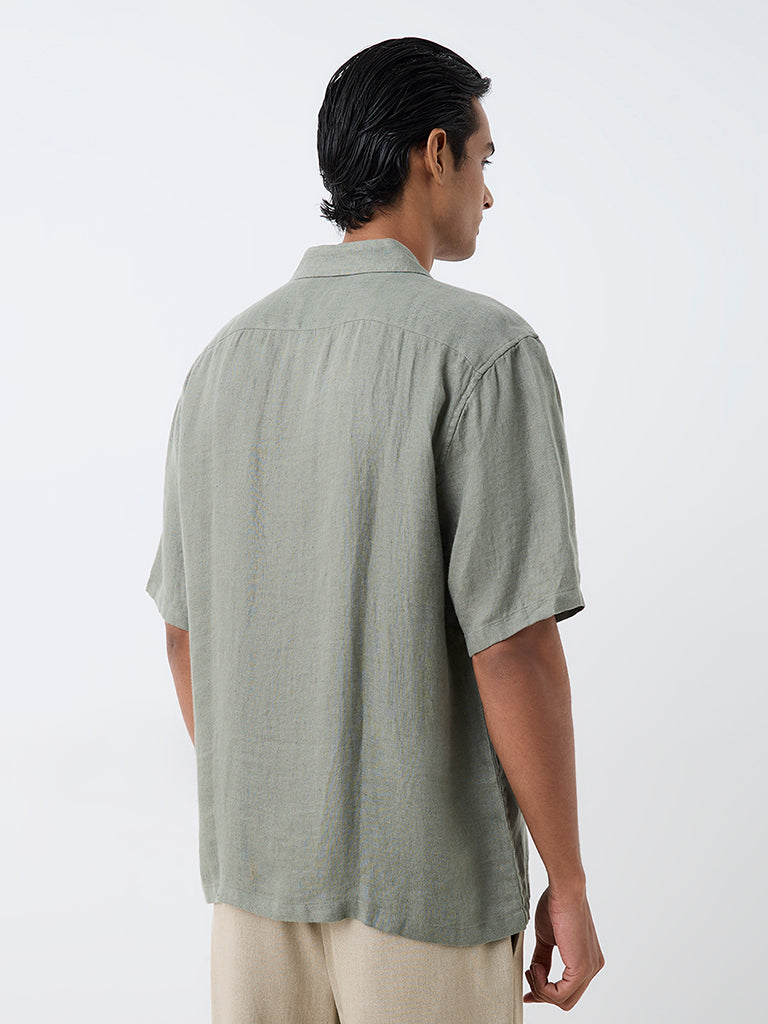 Ascot Sage Solid Relaxed-Fit Linen Shirt
