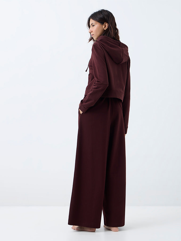Superstar Dark Brown Solid High-Rise Cotton Pants